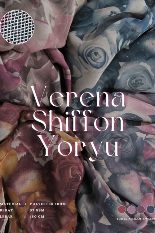 Verena Shifon Yoryu Print Kain Polyester Bahan Gamis Tunik Atasan Jilbab Pashmina Syal Kerudung