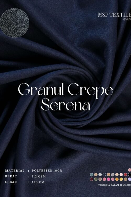 Granul Crepe Kain Mosscrepe Stretch Serena Polyester Dress Gamis Kerudung Pashmina Celana Rok