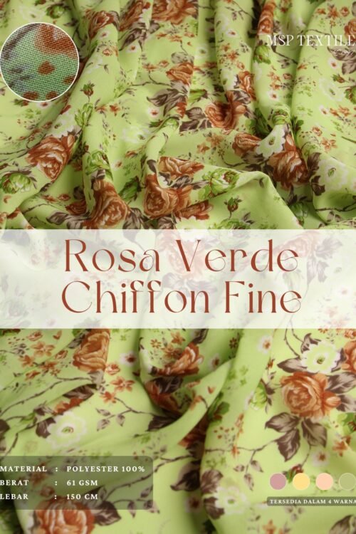 Rosa Verde Sifon Fine Bahan Kain Polyester Tunik Gamis Pashmina Mukena Kerudung Dress Gaun Syal