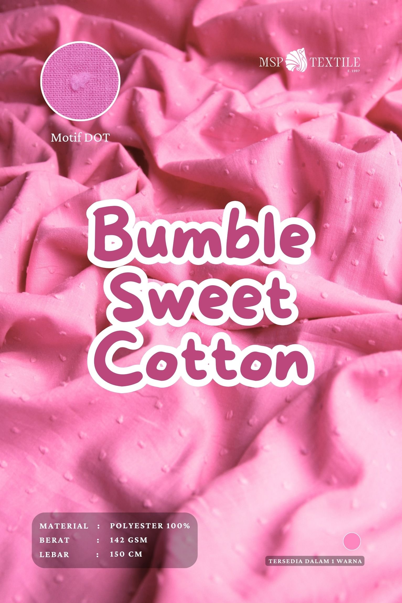 Katun Bumble Sweet Rubiah Bahan Kain Piyama Dress Gamis Tunik Mukena Pashmina Syal Celana Kulot Rok