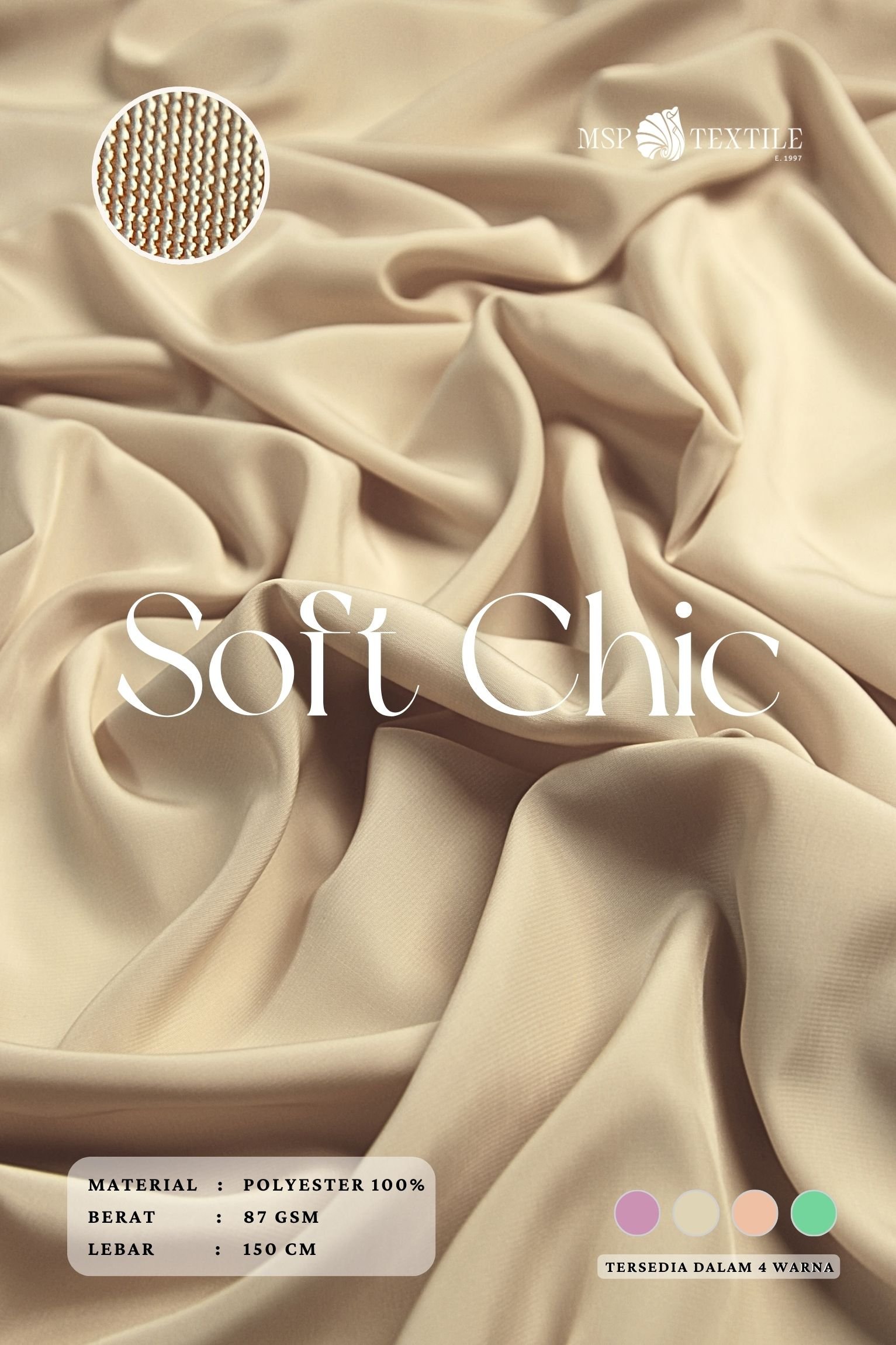 Soft Chic Bahan Kain Kualitas Premium Polyester Untuk Dress Kemeja Gamis Tunik Blazer Atasan Celana