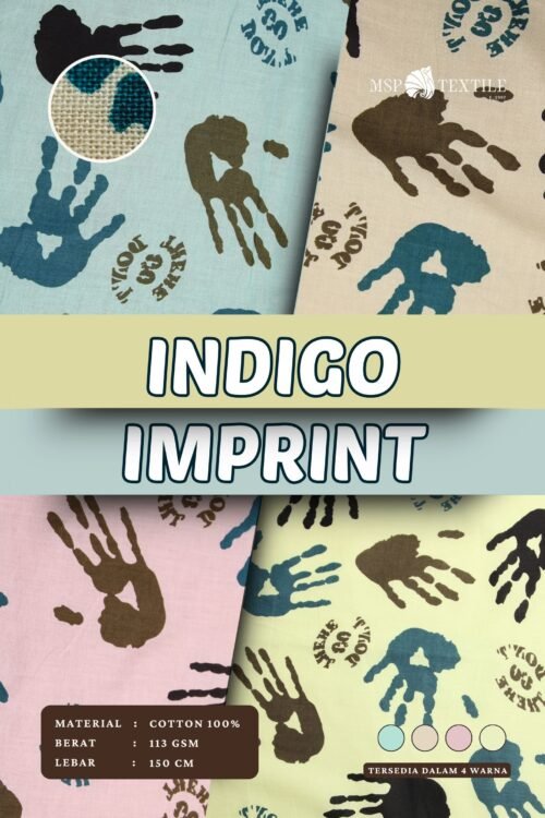 Kain Katun Indigo Imprint Bahan Premium Untuk Atasan Celana Gamis Tunik Baju Tidur Dress