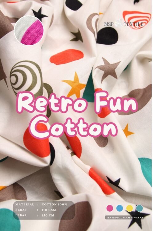Retro Fun Cotton Kain Katun Premium Bahan Baju Tidur Kemeja Atasan Celana Kulot Rok Mukena Pashmina