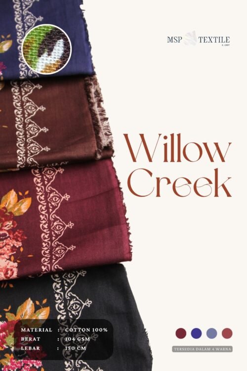 Kain Katun Willow Creek Print Dua Sisi Baju Tidur Gamis Tunik Dress Kemeja Celana Rok Blazer Outer