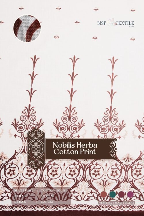 Katun Printing Nobilis Herba Print Dua Sisi Untuk Baju Tidur Gamis Tunik Dress Kemeja Celana Rok