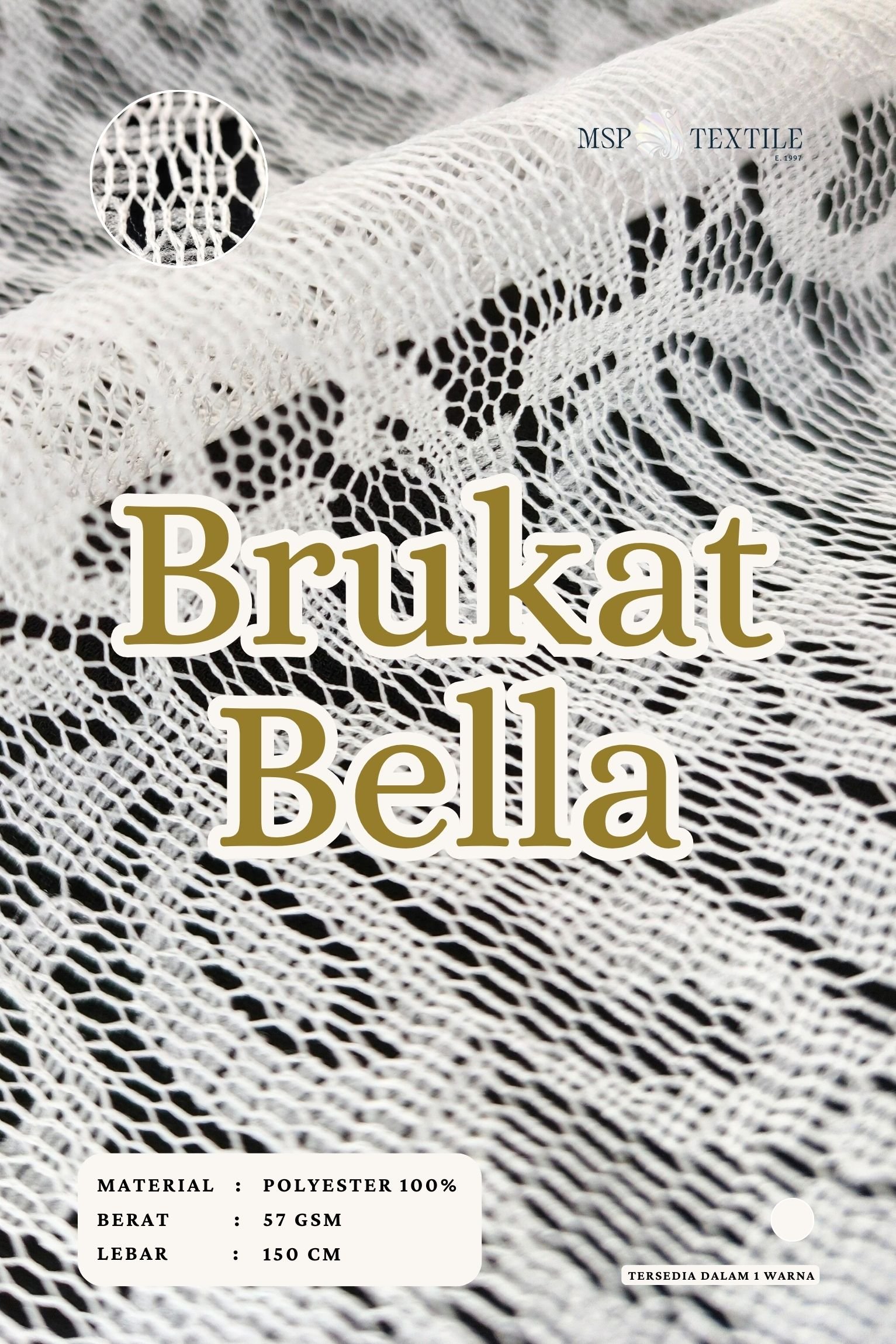 Brukat Bella 58″ Cocok Untuk Gaun Kemeja Brukat Rok Outer Brukat Kebaya Dress Tunik Garmis
