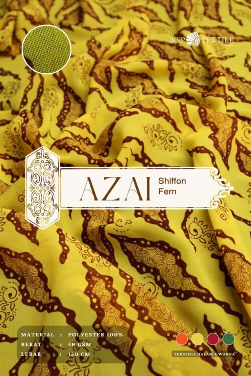 Azai Shifon Fern Kain Print Premium Bahan Tunik Gamis Pashmina Mukena