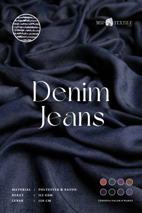 Denim Jeans Kain Polyester Rayon Bahan Dress Gamis Tunik Blouse Cardigan Celana Kulot Syal Pashmina