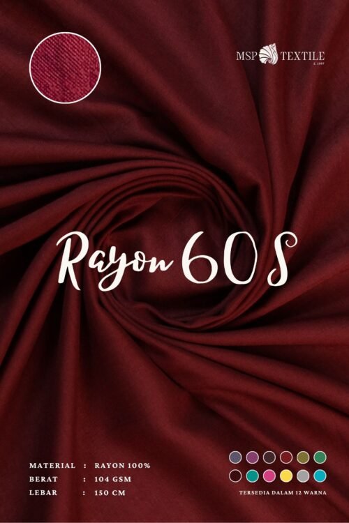 Rayon Polos 60s Bahan Kain Atasan Piyama Gamis Tunik Mukena Pashmina Jilbab Celana Kerudung Syal Rok