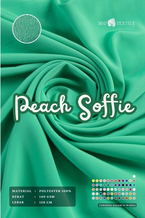 Peach Soffie Kain Polyester Bahan Untuk Gamis Tunik Pashmina Mukena Kerudung Celana Rok Kulot