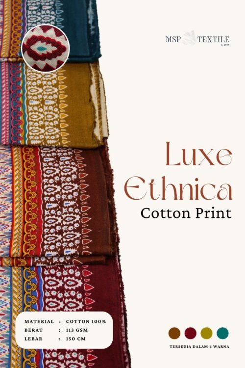 Luxe Ethnica Cotton Print Kain Katun Dua Sisi Piyama Seragam Gamis Tunik Kerudung Mukenah Pashmina