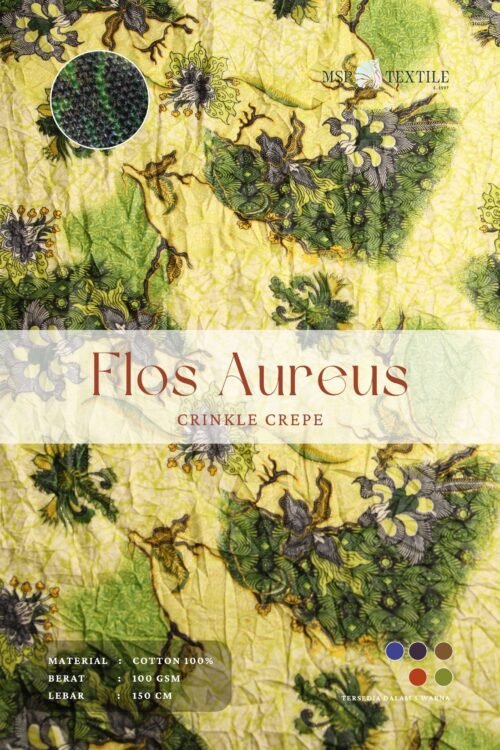 Kain Katun Flos Aureus Crinkle Crepe Gold Glitter Baju Tidur Piama Kemeja Croptop Atasan Celana