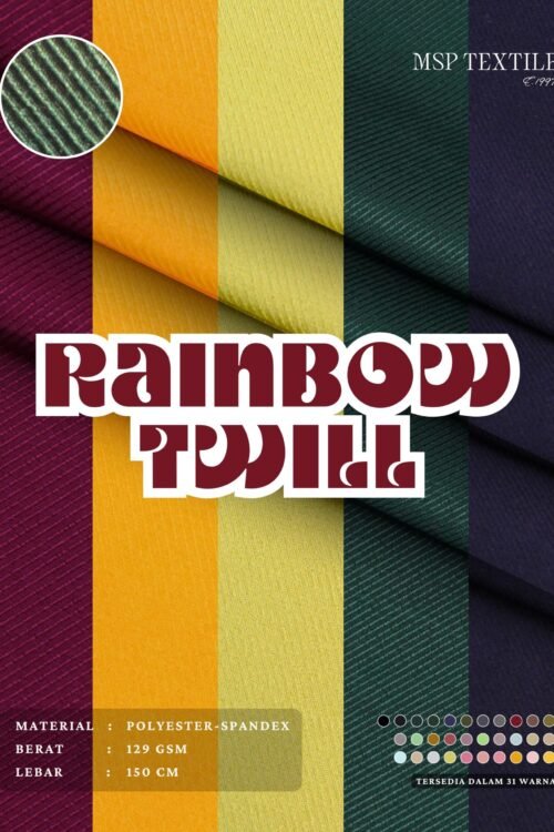 Rainbow Twill Kain Serat Polyester Spandex Atasan Dress Kerudung Mukena Pashmina Gamis Tunik Piyama