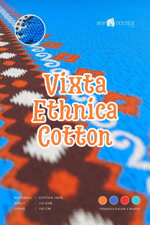 Kain Vixta Ethnica Katun Print Dua Sisi Baju Tidur Gamis Tunik Dress Kemeja Celana Rok Blazer Outer
