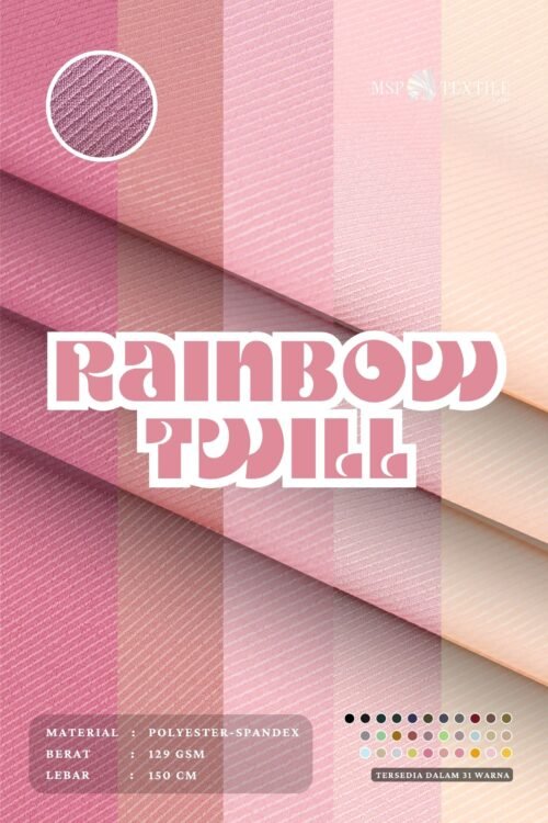 Rainbow Twill Kain Serat Polyester Spandex Atasan Dress Kerudung Mukena Pashmina Gamis Tunik Piyama