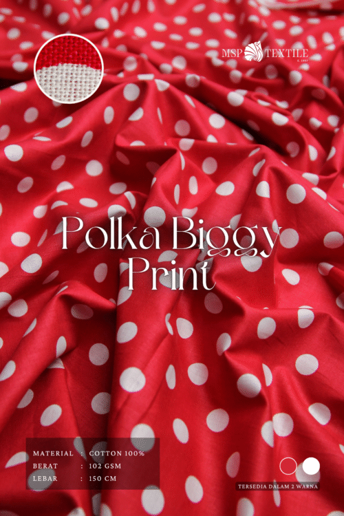 Katun Polka Biggy Print Bahan Baju Tidur Kemeja Atasan Celana Kulot Rok Syal Pashmina Mukena Kerudung