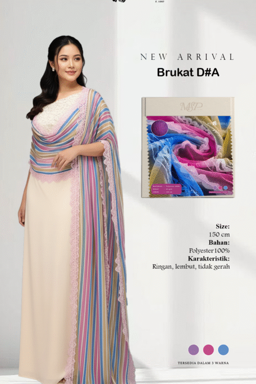 KAIN BRUKAT TILLE #A POLA ZIGZAG MOTIF SALUR GRADASI BERKILAU POLYESTER PREMIUM UNTUK ATASAN GAUN TUNIK KEBAYA MODERN