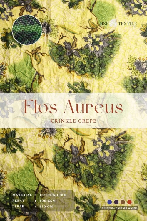 KAIN KATUN FLOS AUREUS CRINKLE CREPE GOLD GLITTER BAJU TIDUR PIAYAMA KEMEJA CROPTOP ATASAN CELANA