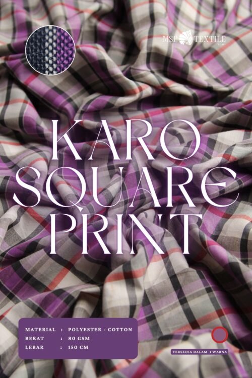 KAIN KARO SQUARE PRINT SERAT POLYKATUN COCOK UNTUK KEMEJA BLAZER CELANA BAJU TIDUR ROK ATASAN