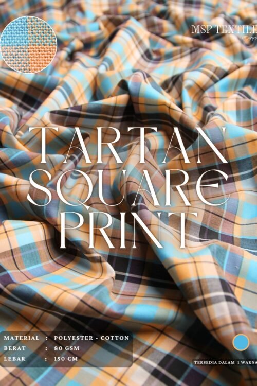 KAIN TARTAN SQUARE PRINT #05 SERAT POLYKATUN COCOK UNTUK KEMEJA BLAZER CELANA BAJU TIDUR ROK ATASAN