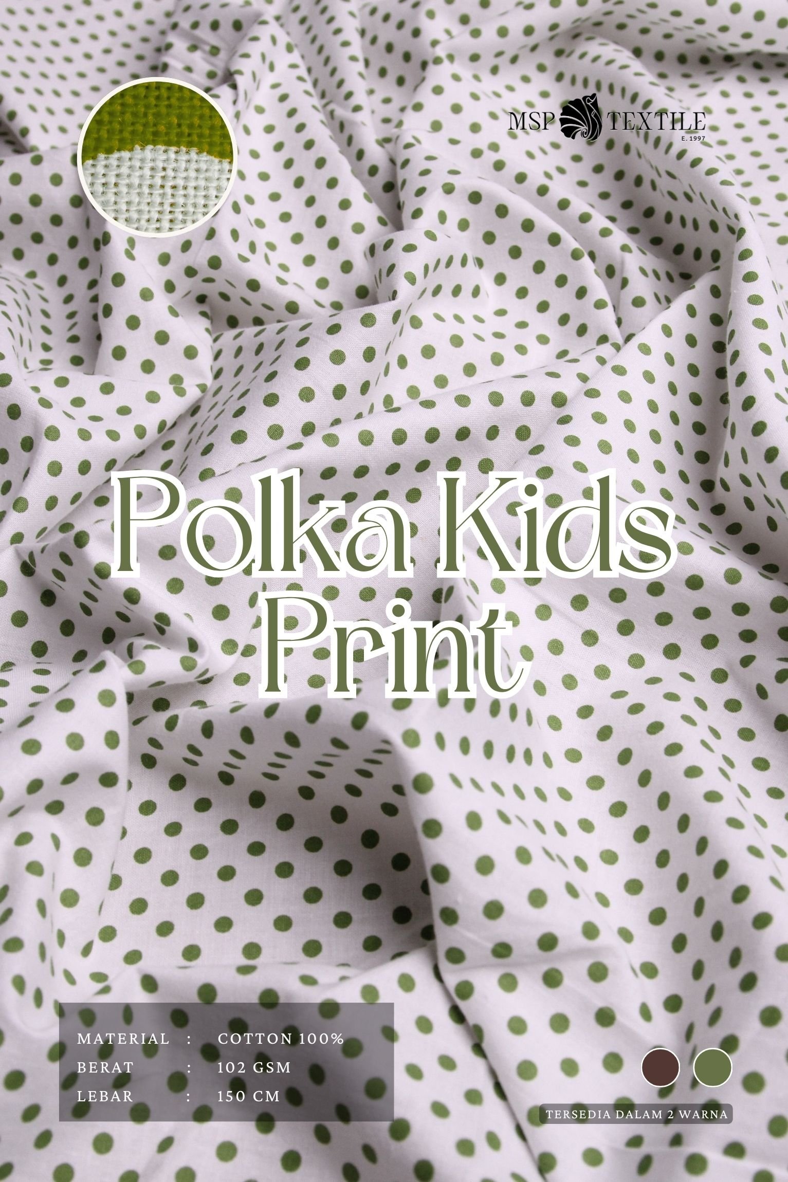 Katun Polka Kids Print Bahan Baju Tidur Kemeja Atasan Celana Kulot Rok Syal Pashmina Mukena Kerudung
