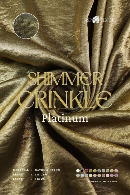 SHIMMER CRINKLE PLATINUM RAYON NYLON BAHAN BERKILAU DRESS GAUN PASHMINA TUNIK OUTER BLAZER GAMIS ROK